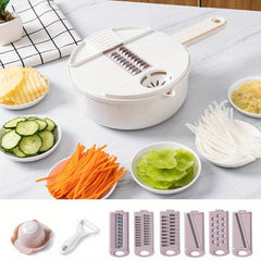 12pcs Multifunctional Drain Basket Vegetable Cutter Kitchen Chopper
