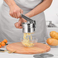 Stainless Steel Potato Ricer Manual Masher Interchangeable Discs Fine Medium