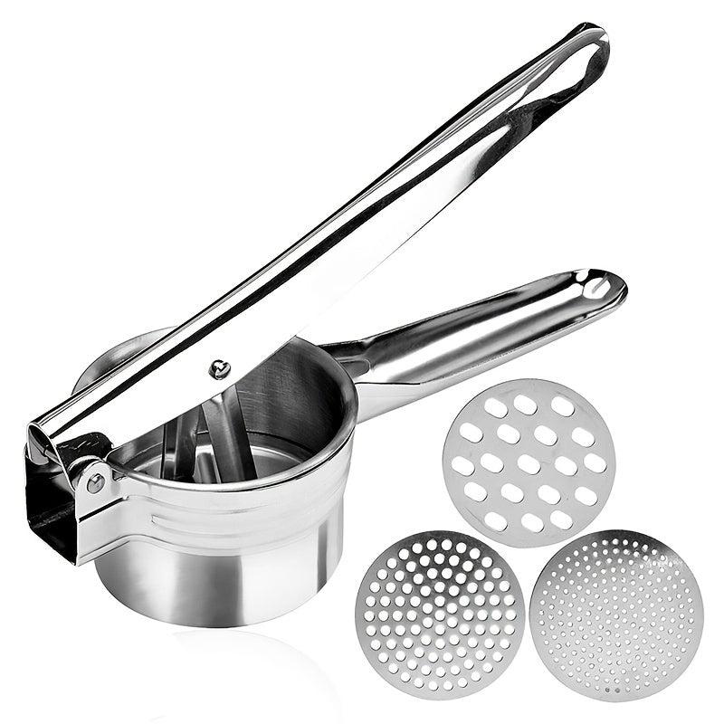 Stainless Steel Potato Ricer Manual Masher Interchangeable Discs Fine Medium