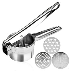 Stainless Steel Potato Ricer Manual Masher Interchangeable Discs Fine Medium