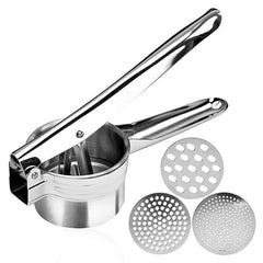 Stainless Steel Potato Ricer Manual Masher Interchangeable Discs Fine Medium