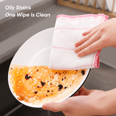 5pcs Microfiber Dish Cloths Absorbent Towels Scouring Pads & Cleaning Rags