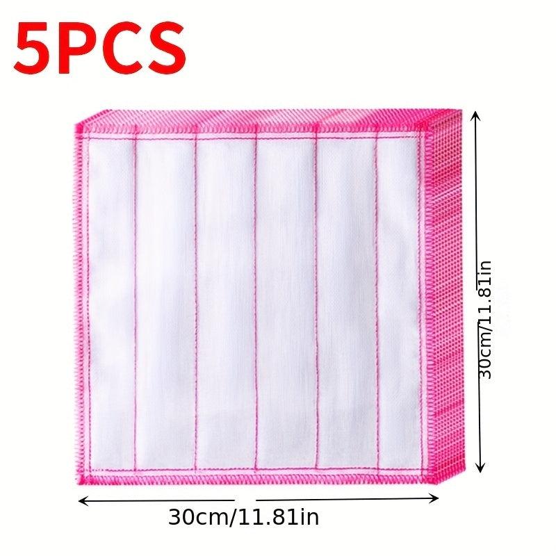 5pcs Microfiber Dish Cloths Absorbent Towels Scouring Pads & Cleaning Rags