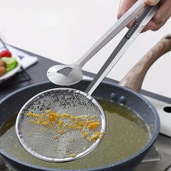 Stainless Steel Food Clip & Filter Mesh Tongs for Frying & Straining