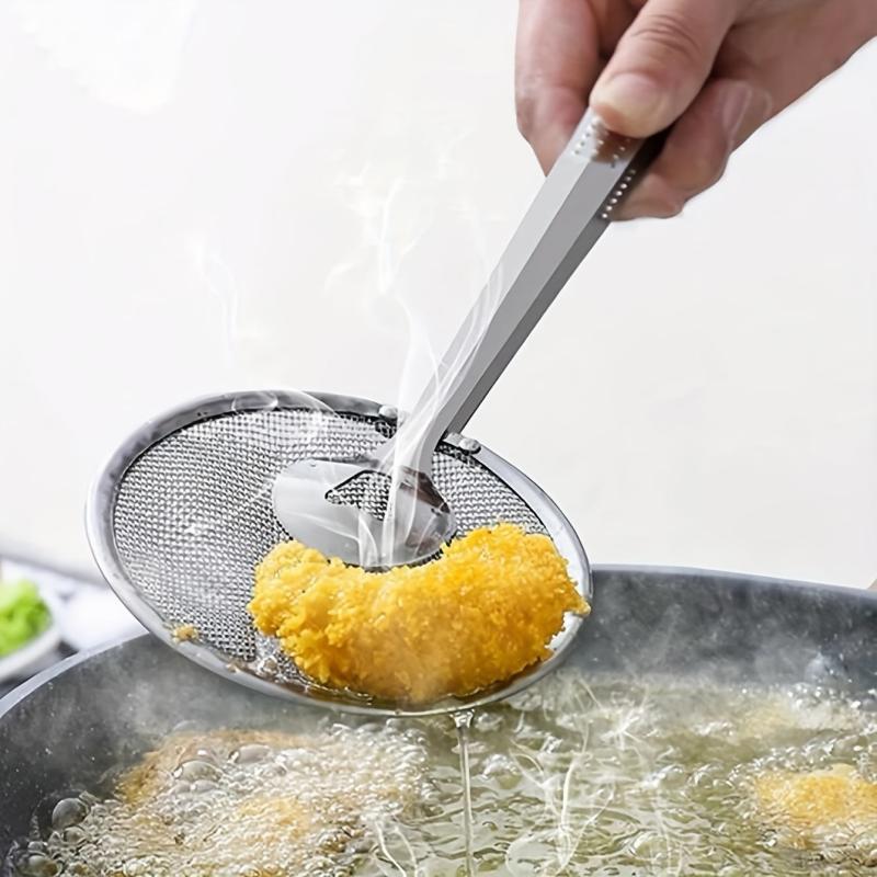 Stainless Steel Food Clip & Filter Mesh Tongs for Frying & Straining