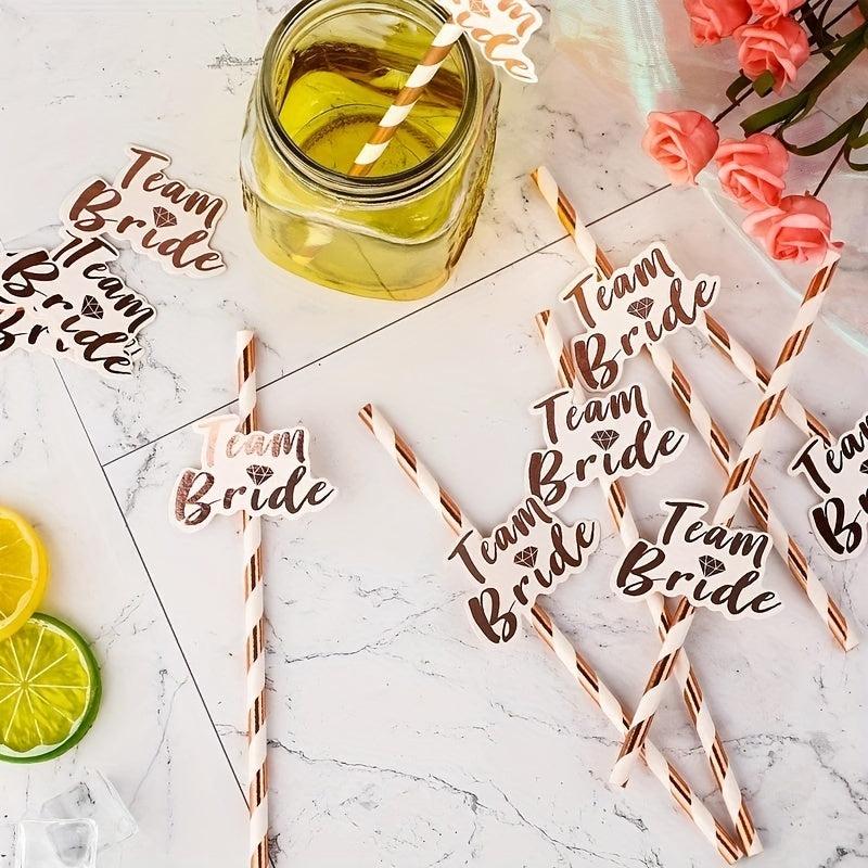 12pcs Rose Golden Paper Straw Bachelorette Party Supplies
