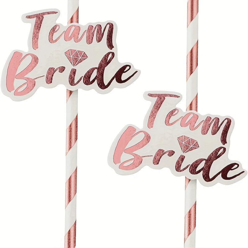 12pcs Rose Golden Paper Straw Bachelorette Party Supplies