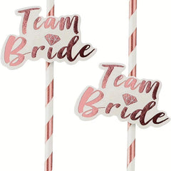 12pcs Rose Golden Paper Straw Bachelorette Party Supplies
