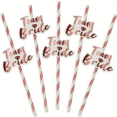 12pcs Rose Golden Paper Straw Bachelorette Party Supplies