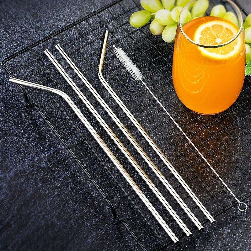 4pcs Set Stainless Steel Metal Straws For 20 30oz Glasses with Cleaning Brush