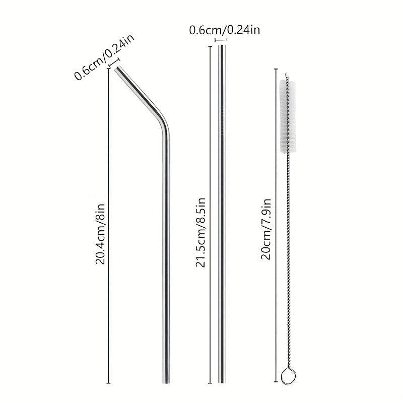 4pcs Set Stainless Steel Metal Straws For 20 30oz Glasses with Cleaning Brush