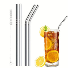 4pcs Set Stainless Steel Metal Straws For 20 30oz Glasses with Cleaning Brush