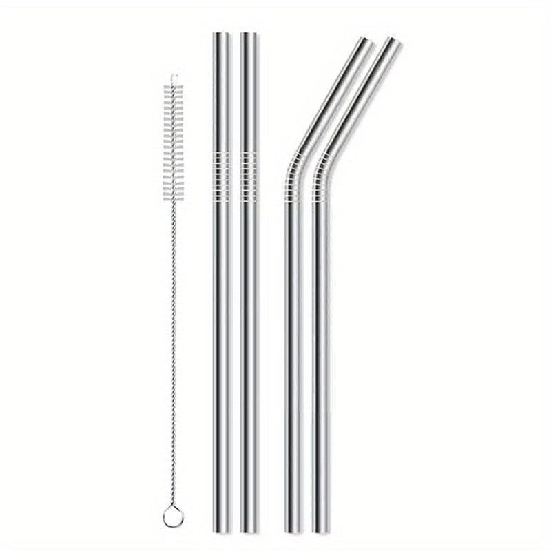 4pcs Set Stainless Steel Metal Straws For 20 30oz Glasses with Cleaning Brush