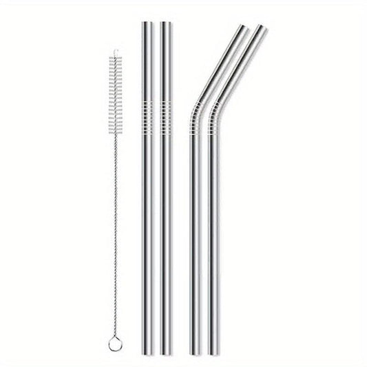 4pcs Set Stainless Steel Metal Straws For 20 30oz Glasses with Cleaning Brush
