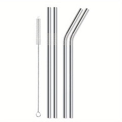 4pcs Set Stainless Steel Metal Straws For 20 30oz Glasses with Cleaning Brush