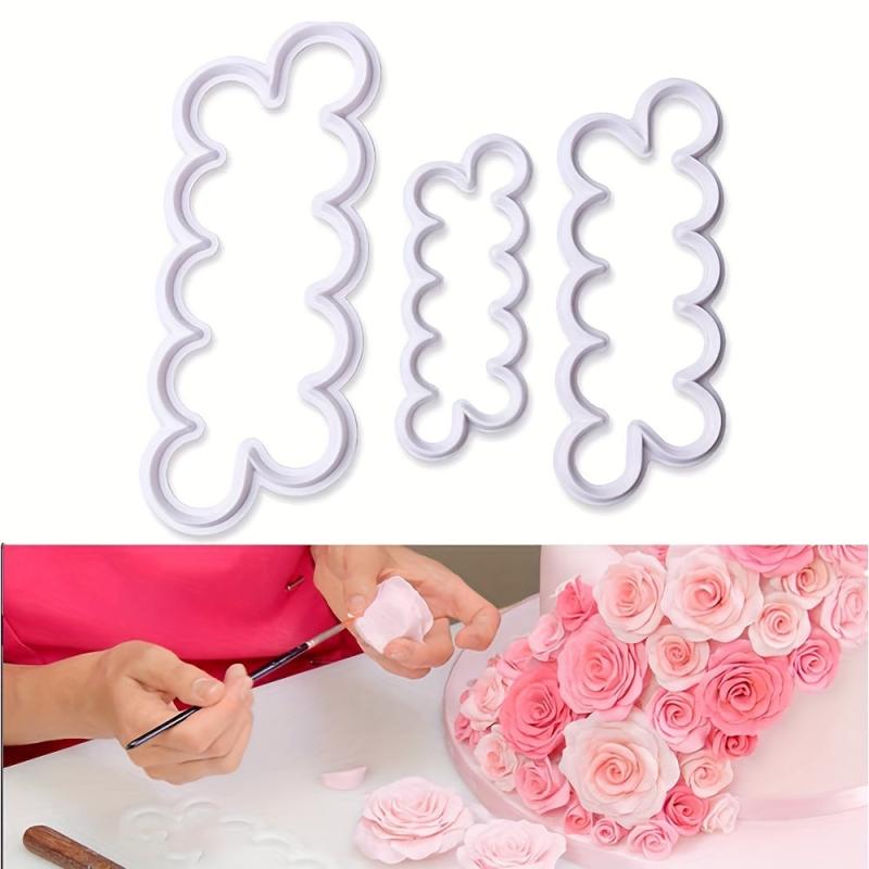 Rose Petal Fondant Cutters 3pcs Plastic Cookie Candy Mold Biscuit Molds