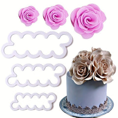 Rose Petal Fondant Cutters 3pcs Plastic Cookie Candy Mold Biscuit Molds