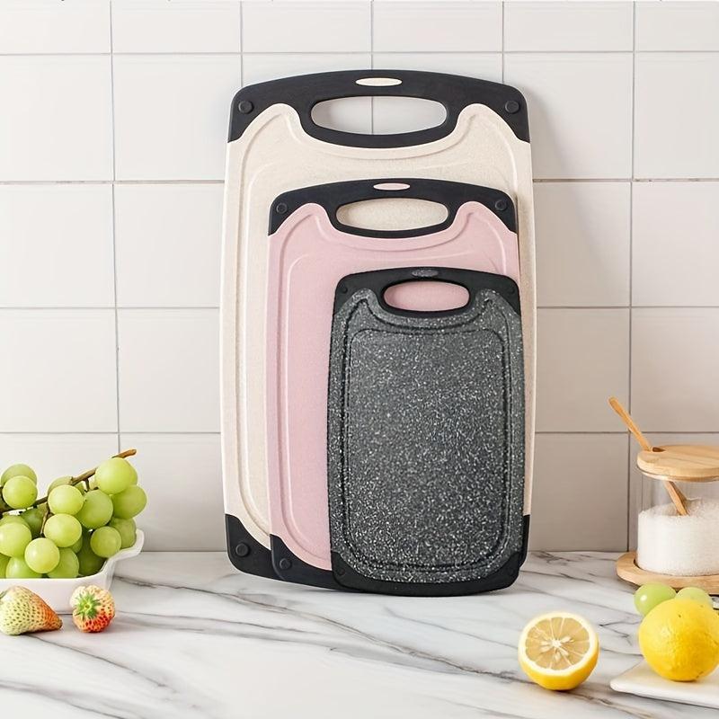 3pcs Chopping Board Set Wheat Straw Plastic Fruit Cutting Board Kitchen