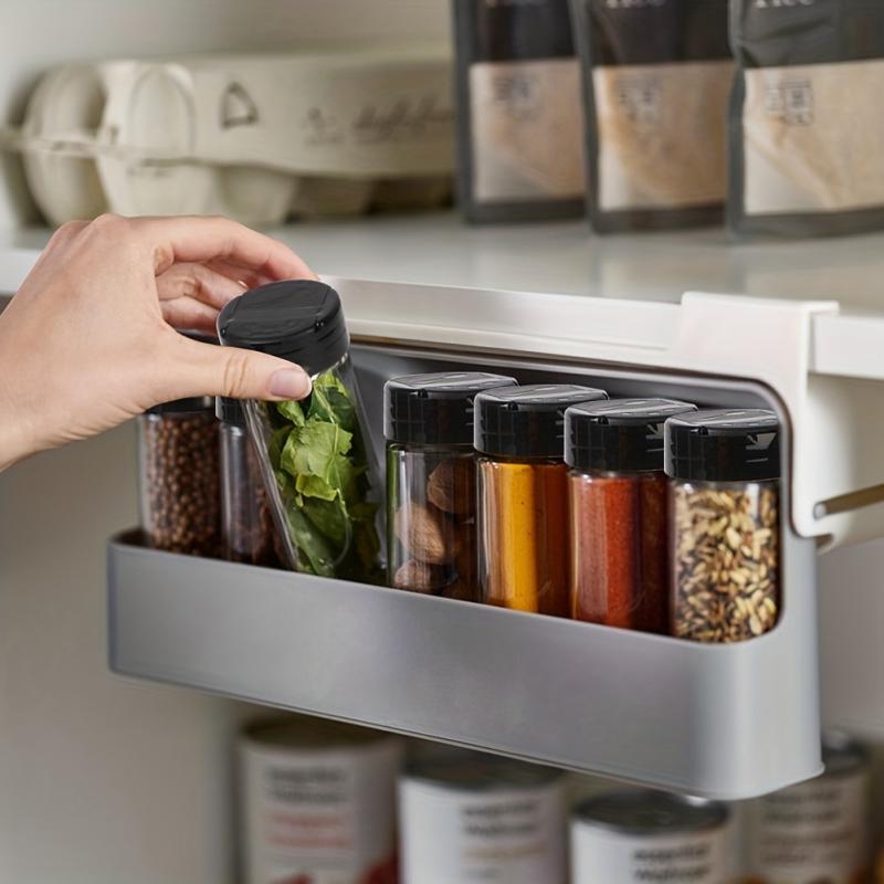 Spice Rack Self-adhesive Wall-mounted Under Shelf Seasoning Bottle Storage
