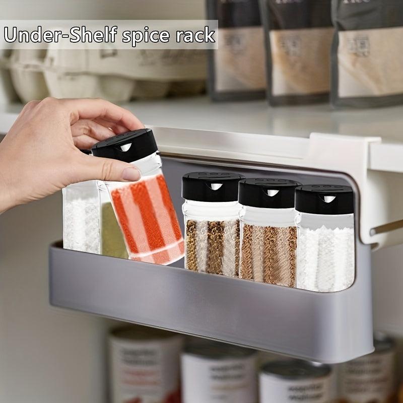 Spice Rack Self-adhesive Wall-mounted Under Shelf Seasoning Bottle Storage