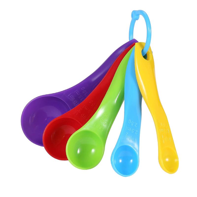 Set of 5 Plastic Measuring Spoons for Baking