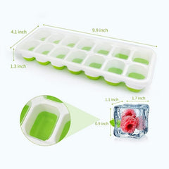 14 Grid Silicone Ice Cube Trays Easy Release Flexible Ice Cube Maker with Lid