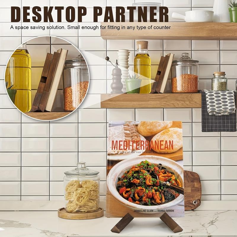 Wooden Cookbook Stand Farmhouse Cook Book Holder