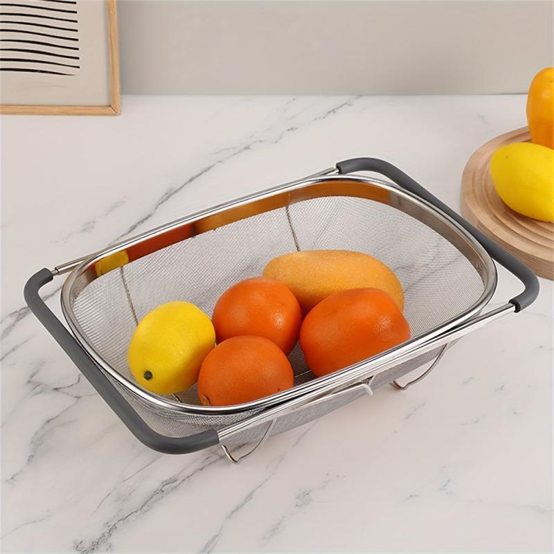 Stainless Steel Oval Colander Telescopic Mesh Basket for Sink Drain