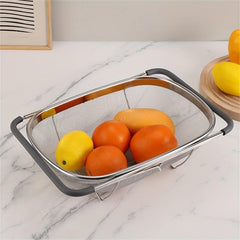 Stainless Steel Oval Colander Telescopic Mesh Basket for Sink Drain