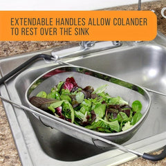 Stainless Steel Oval Colander Telescopic Mesh Basket for Sink Drain