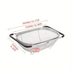 Stainless Steel Oval Colander Telescopic Mesh Basket for Sink Drain