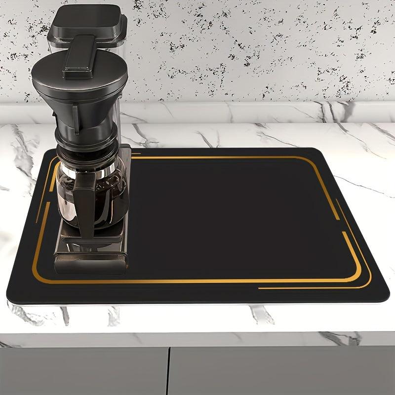 Vintage Rubber Coffee Mat Absorbent Stain Hide Kitchen Counter