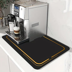 Vintage Rubber Coffee Mat Absorbent Stain Hide Kitchen Counter