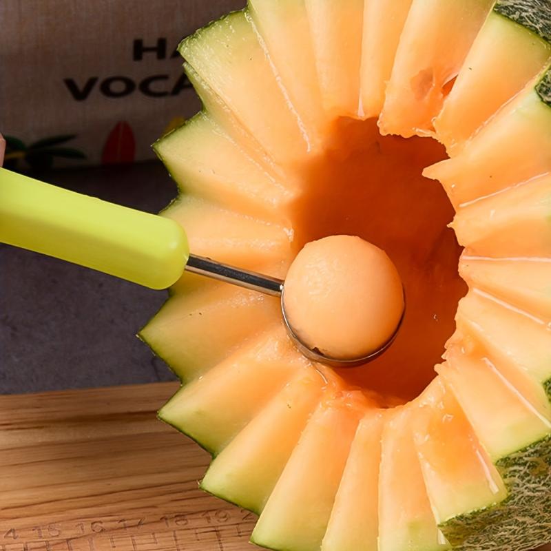 3pcs Stainless Steel Fruit Scoop Set for Watermelon Carving and Peeling