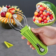 3pcs Stainless Steel Fruit Scoop Set for Watermelon Carving and Peeling