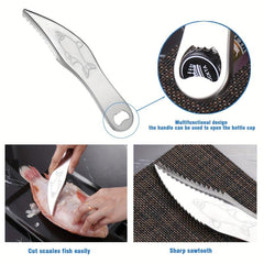 5pcs Fish Scaler Remover Set with Sawtooth, Opener, Scraper, Tweezers, Peeler