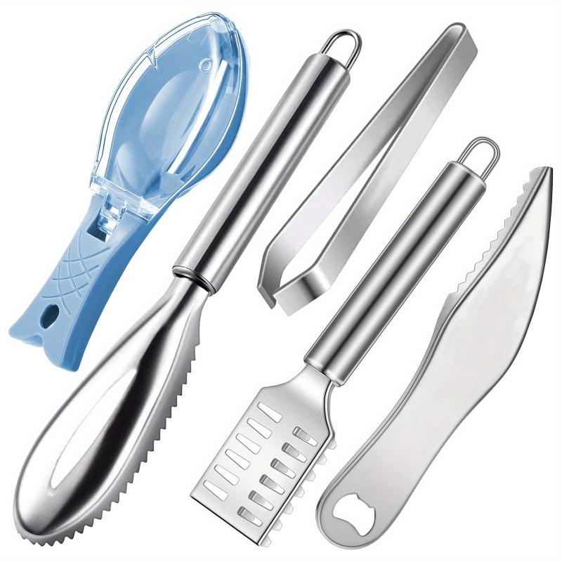 5pcs Fish Scaler Remover Set with Sawtooth, Opener, Scraper, Tweezers, Peeler