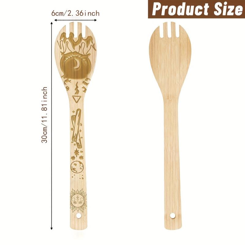 5pcs Witchy Bamboo Spoons for Cooking, Witch Decor, Kitchen Accessories