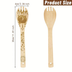 5pcs Witchy Bamboo Spoons for Cooking, Witch Decor, Kitchen Accessories
