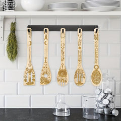 5pcs Witchy Bamboo Spoons for Cooking, Witch Decor, Kitchen Accessories