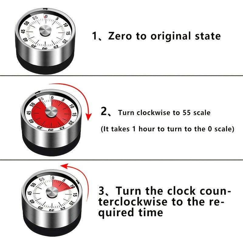 Stainless Steel Mechanical Cooking Timer with Alarm