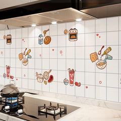 Cartoon Peel and Stick Waterproof Wallpaper for Kitchen Bedroom