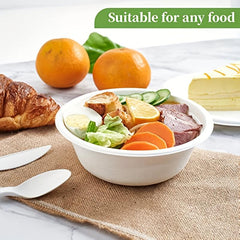 50 pack Eco-Friendly 12oz Compostable Bowls of Natural Bagasse