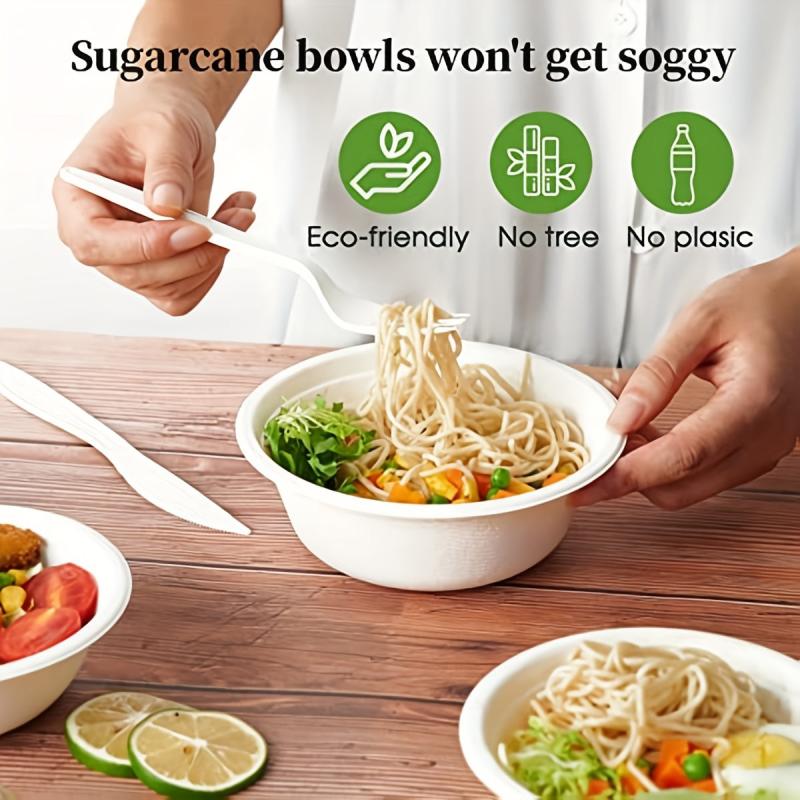50 pack Eco-Friendly 12oz Compostable Bowls of Natural Bagasse
