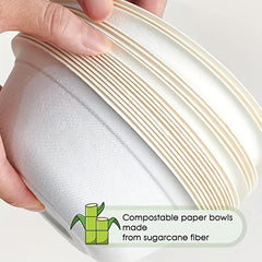 50 pack Eco-Friendly 12oz Compostable Bowls of Natural Bagasse