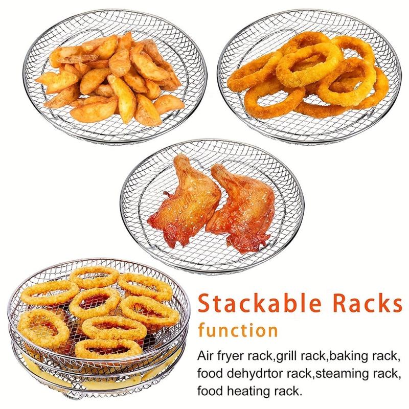 3pcs Stainless Steel Air Fryer Rack Stackable 3 Layer Grilling Rack