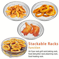 3pcs Stainless Steel Air Fryer Rack Stackable 3 Layer Grilling Rack
