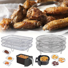 3pcs Stainless Steel Air Fryer Rack Stackable 3 Layer Grilling Rack