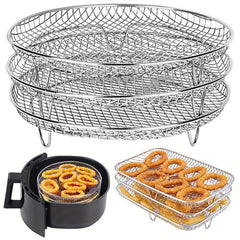 3pcs Stainless Steel Air Fryer Rack Stackable 3 Layer Grilling Rack