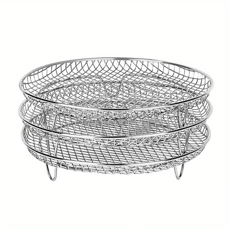 3pcs Stainless Steel Air Fryer Rack Stackable 3 Layer Grilling Rack